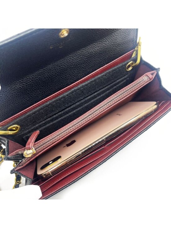 Chanel CC Classic Caviar Flap Wallet Quilted Leather Chain Purse Black - Picture 10 of 10